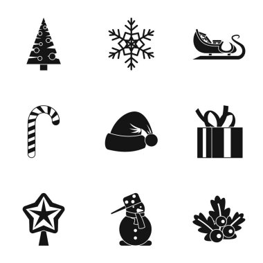 Kış tatil Icons set, basit tarzı