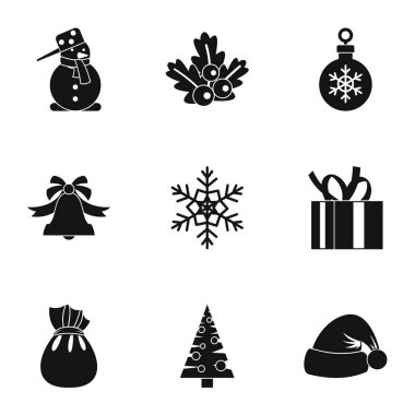 Yeni yıl Icons set, basit tarzı