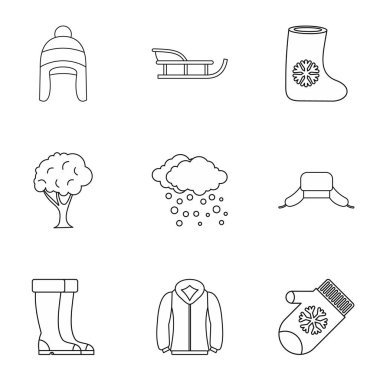 Kış Icons set, anahat stili