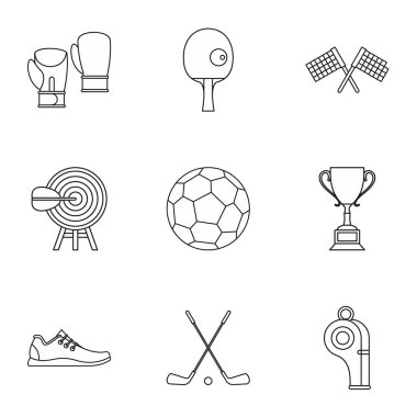 Eğitim simgeler için aksesuar seti, stil anahat