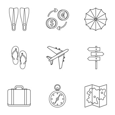 Deniz Icons set, anahat stili yolculuk