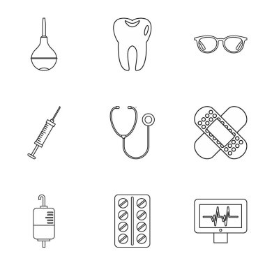 Tıp Icons set, anahat stili