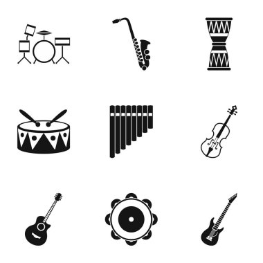 Müzik aletleri Icons set, basit tarzı