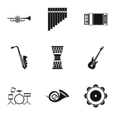 Müzik araçları Icons set, basit tarzı