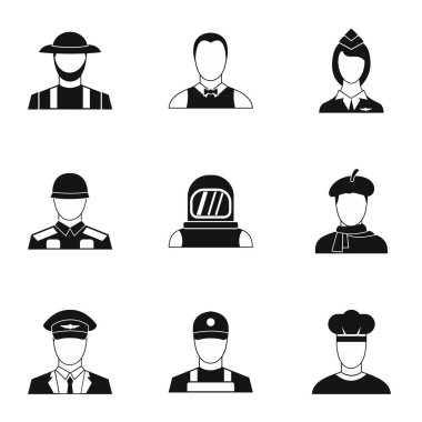 İşçiler Icons set, basit tarzı