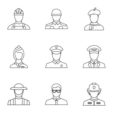 İşçiler Icons set, anahat stili