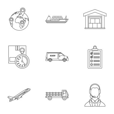 Mağaza Icons set, anahat stili