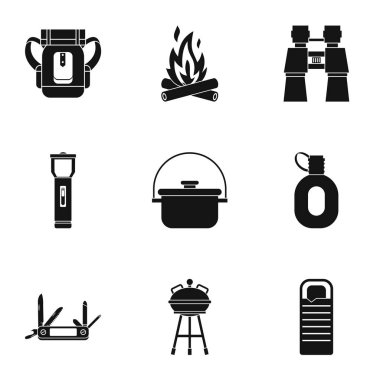 Doğa turizm Icons set, basit tarzı