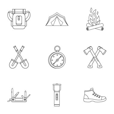 Orman Icons set, anahat tarzı tatil
