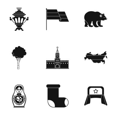Ülke Rusya Icons set, basit tarzı