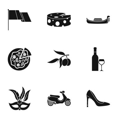İtalya Icons set, basit tarzı konumlar
