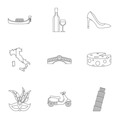 İtalya Icons set, anahat stili