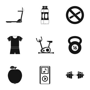 Aktif yaşam tarzı Icons set, basit tarzı