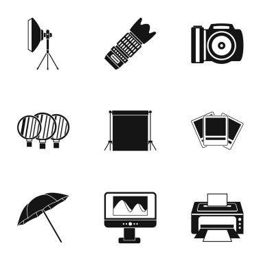 Fotoğrafik Icons set, basit tarzı