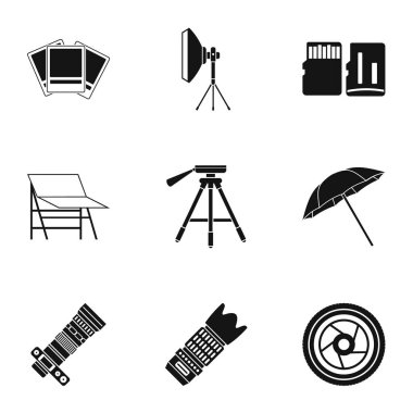 Fotoğrafçılık Icons set, basit tarzı