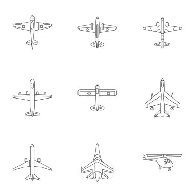 Savaş uçakları simgeler ayarla, stil anahat