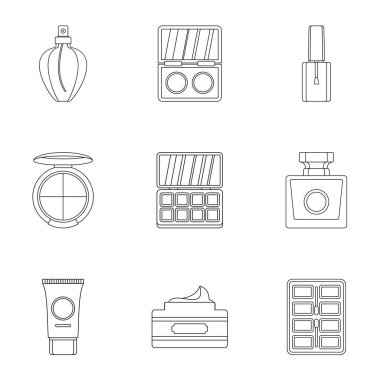 Kozmetik Icons set, anahat stili