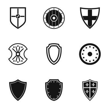 Askeri kalkan Icons set, basit tarzı