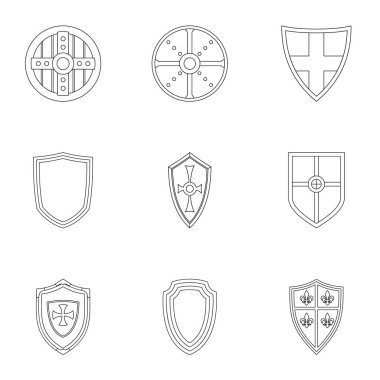 Ordu kalkan Icons set, anahat stili