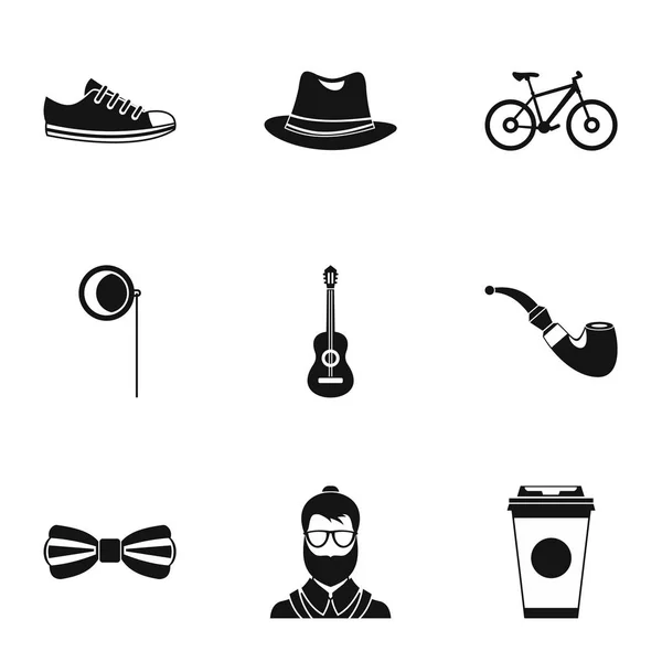 Conjunto de iconos hippie, estilo simple — Archivo Imágenes Vectoriales