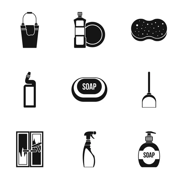 Sanitasyon Icons set, basit tarzı — Stok Vektör