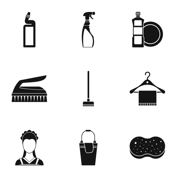 Conjunto de iconos de limpieza de casa, estilo simple — Vector de stock