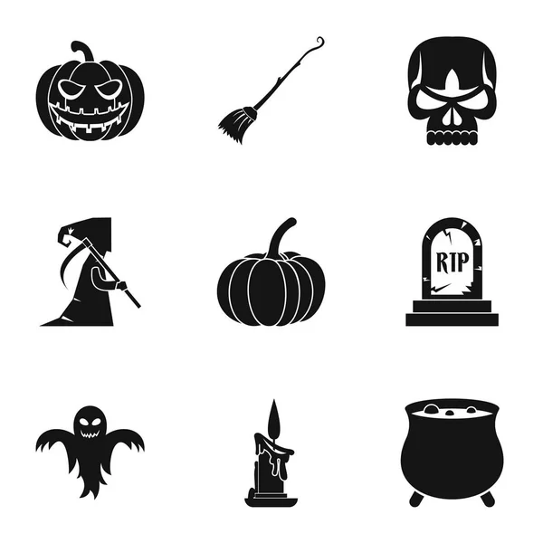 Ensemble d'icônes de vacances Halloween, style simple — Image vectorielle