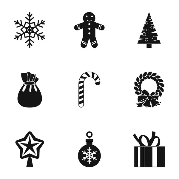 Christmas Icons set, basit tarzı — Stok Vektör