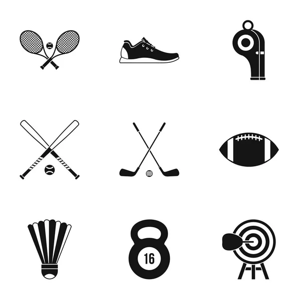 Training icons set, simple style — Stock Vector