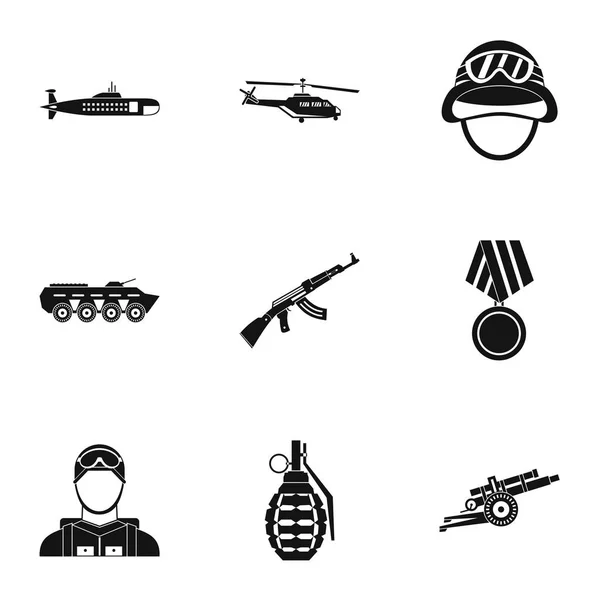 Ensemble d'icônes d'armes, style simple — Image vectorielle