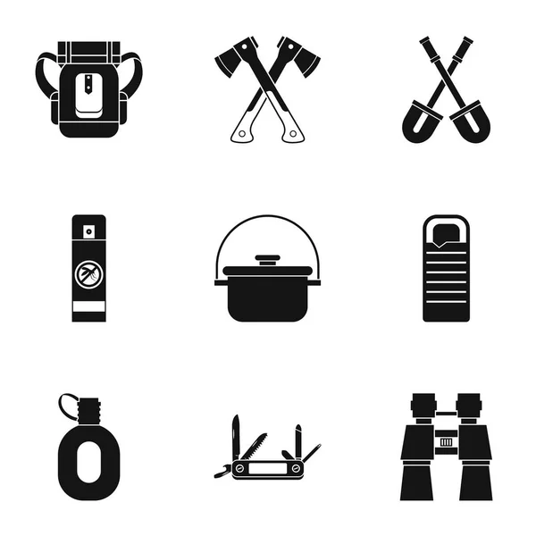 Conjunto de iconos de caminata, estilo simple — Vector de stock