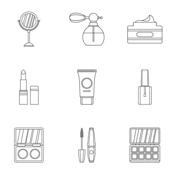 Face care icons set, outline style — Stock Vector