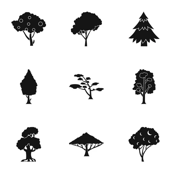 Набір піктограм дерев, простий стиль — стоковий вектор
