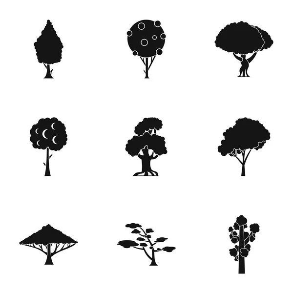 Типи наборів іконок дерев, простий стиль — стоковий вектор