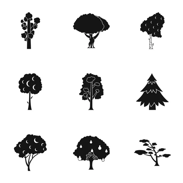 Conjunto de iconos de planta arbórea, estilo simple — Archivo Imágenes Vectoriales