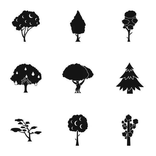 木本植物的图标集，简单的样式 — 图库矢量图片