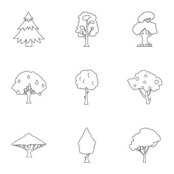 Árvores conjunto de ícones, estilo esboço — Vetor de Stock