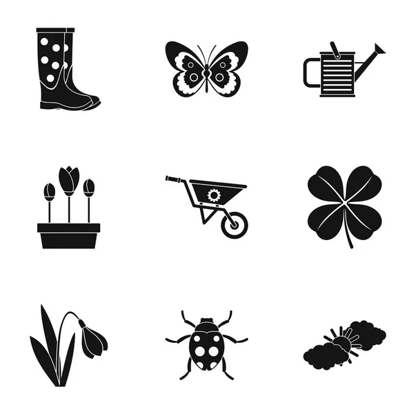 Conjunto de iconos de jardín, estilo simple — Archivo Imágenes Vectoriales
