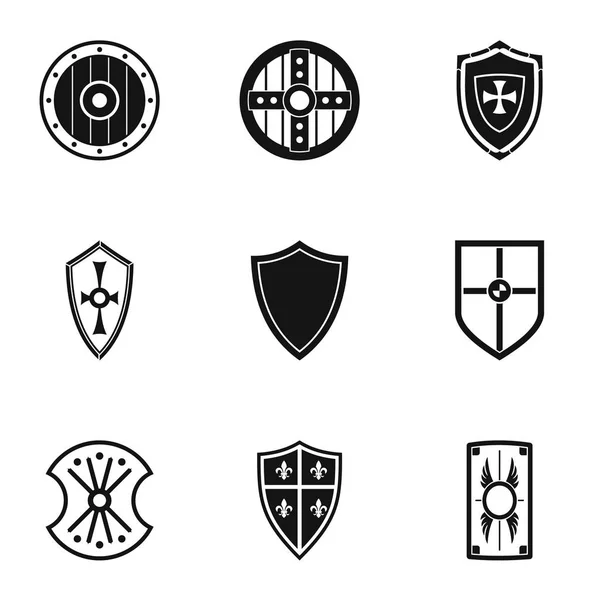 Shield icons set, simple style — Stock Vector