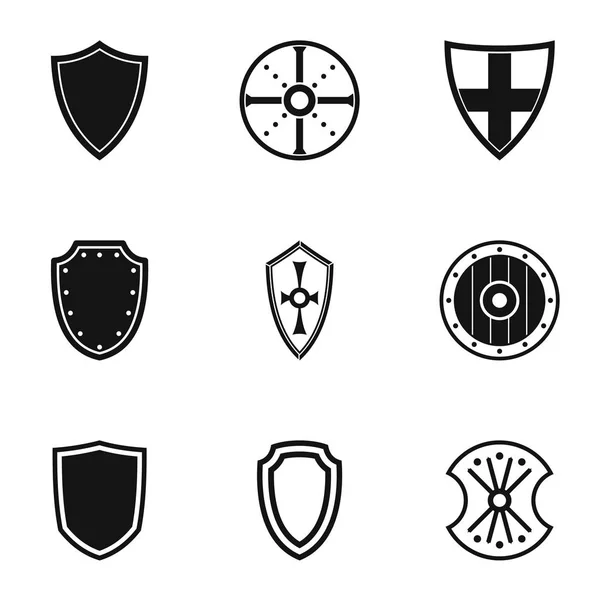 Ensemble d'icônes de bouclier protecteur, style simple — Image vectorielle