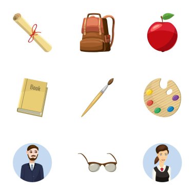 Çocuk eğitim Icons set, karikatür tarzı