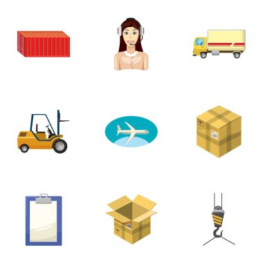 Icons set nakliye, karikatür tarzı