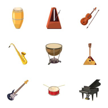 Müzik aletleri Icons set, karikatür tarzı