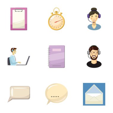 Müşteri Destek Icons set, karikatür tarzı