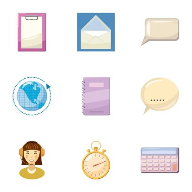 Yuvarlak Saat Danışma simgeler ayarla, tarzı çizgi film