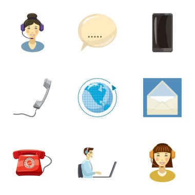 Saat destek Icons set çizgi film tarzı