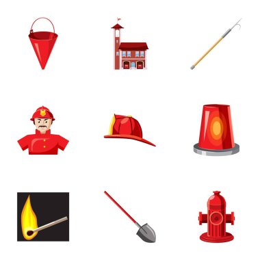 Yangın Icons set, karikatür tarzı koruma