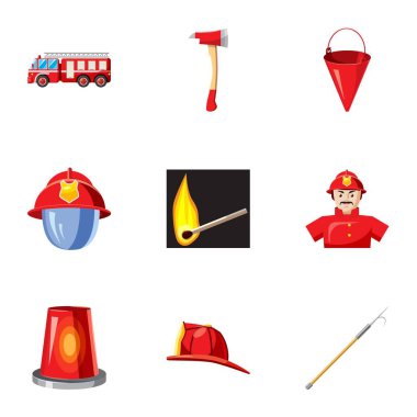 Yangın Icons set, karikatür tarzı