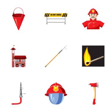 Yanan Icons set, karikatür tarzı