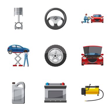 Onarım makine Icons set, karikatür tarzı